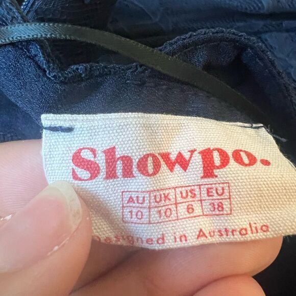 Showpo Meijel Plunge Neck Cross Back Maxi Dress In Navy Lace - Picture 15 of 15